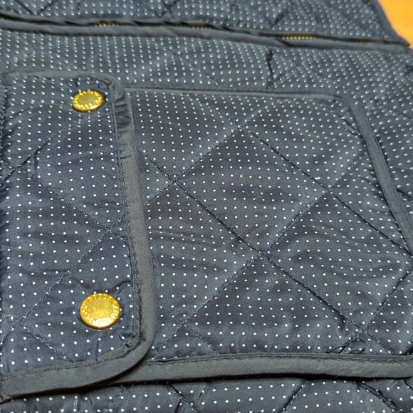 Cambridge Dry Goods Zipper Puffer Vest - Large - Navy & White - Gold Snaps - Picture 2 of 5